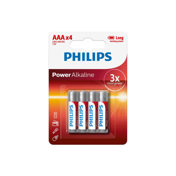 Philips AAA Alkaline batterier 4 stk.