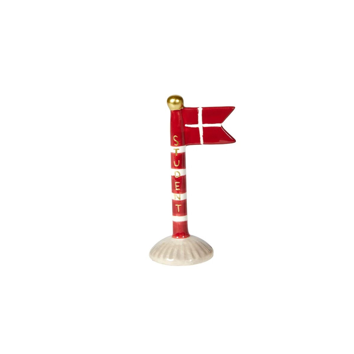 Keramik flag Student  rød/creme 14 cm.