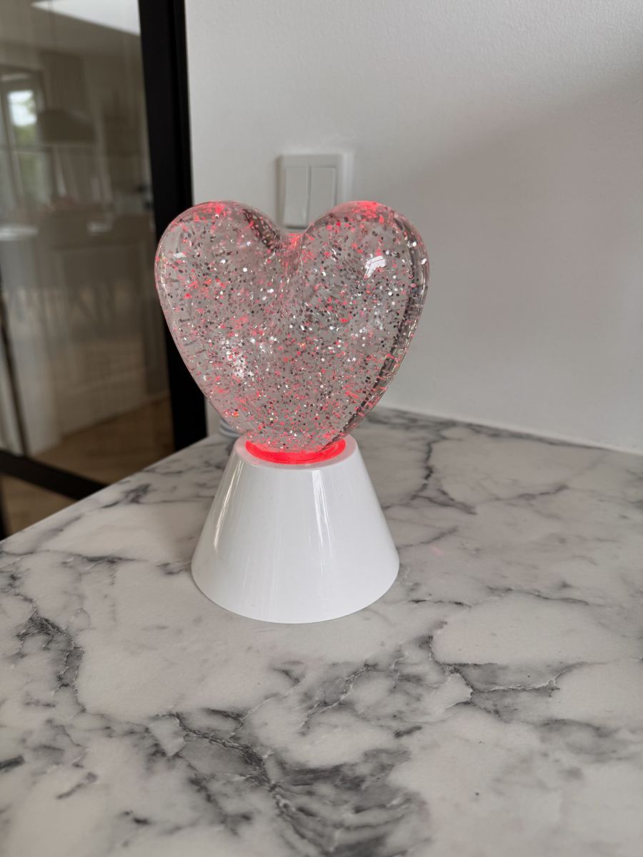 Hjerte Glitterlampe med farveskift