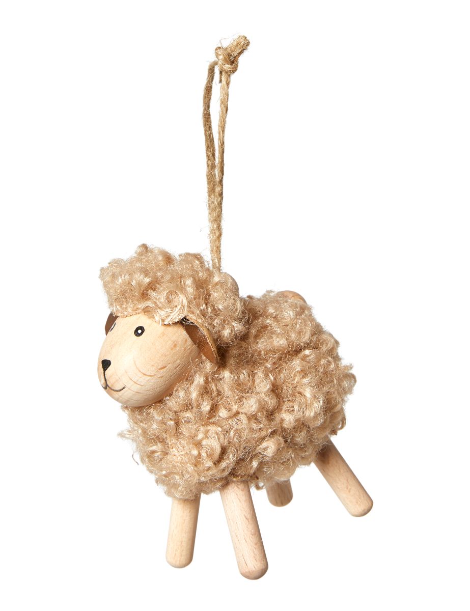 Får Fluffy H 8 cm. bøg lys brun