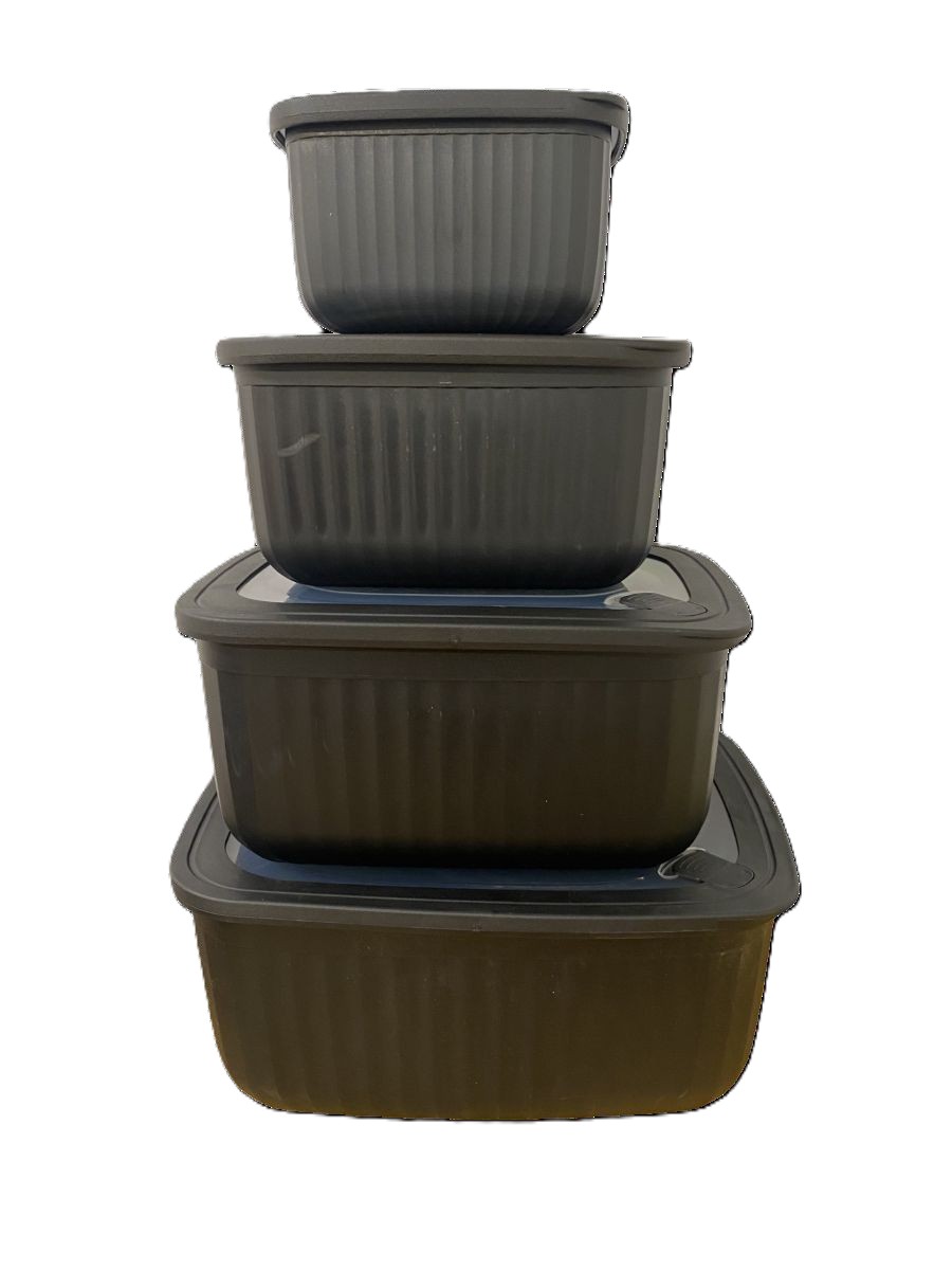 Conzept Opbevaringsboks kvadratisk 4+4 dele høj sort