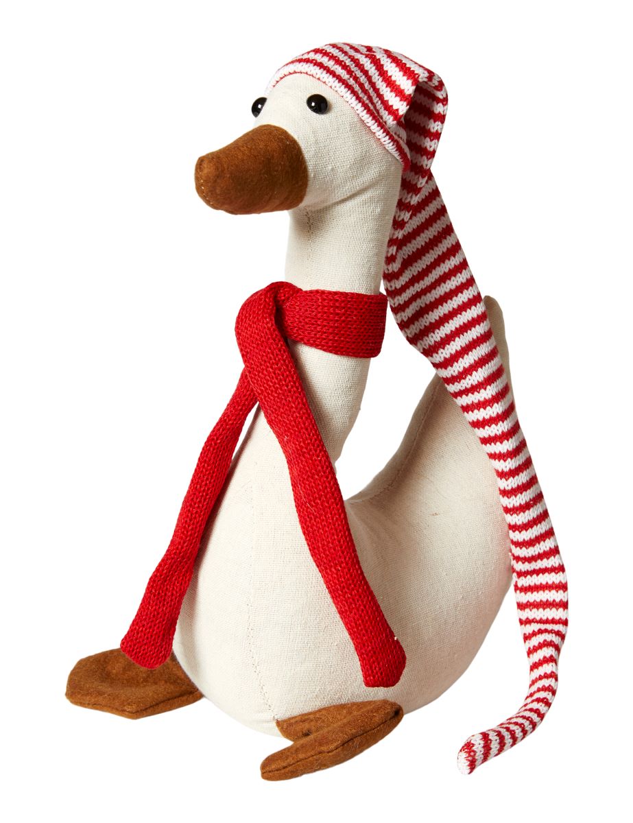 Juleand med hue 22x11x70 cm. - sand