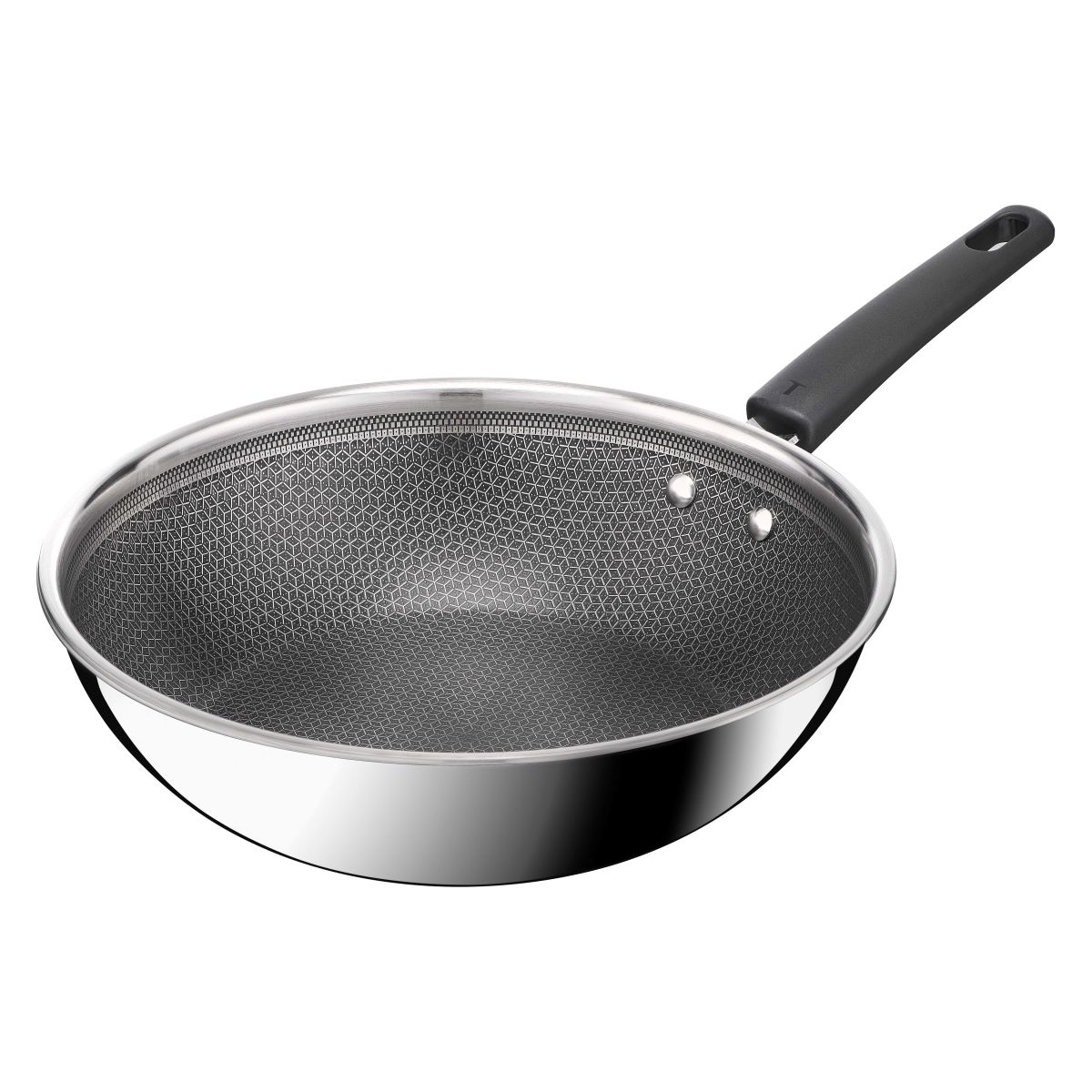 Tefal Emotion Plus Power SS Tri-Ply mesh PFTE wokpande 28 cm med låg