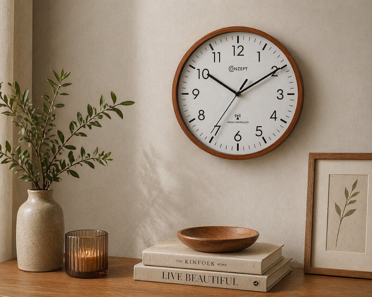 Conzept vægur Sweep radiostyret 30 cm træfarvet