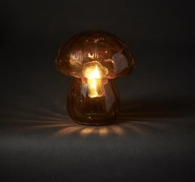 Paddehat lampe 14,5x14,5x17 cm glas cognac