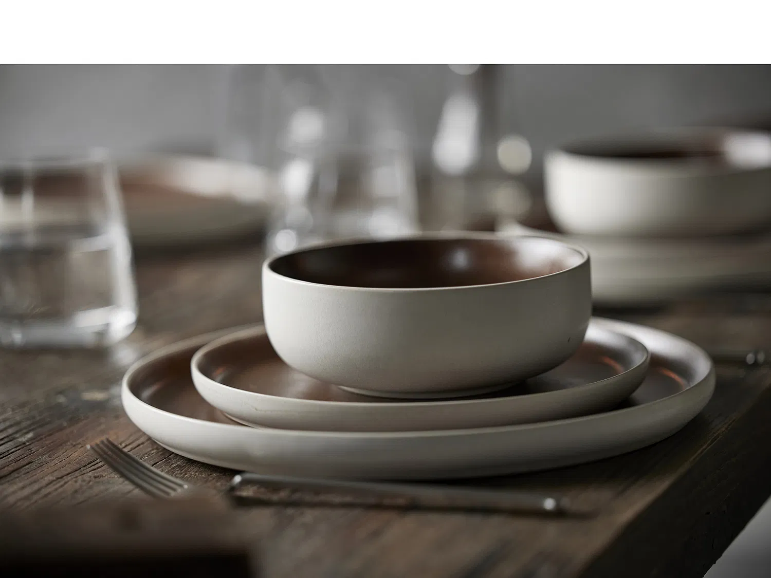 Studio Round North Frokosttallerken Ø 21 cm. hvid/brun