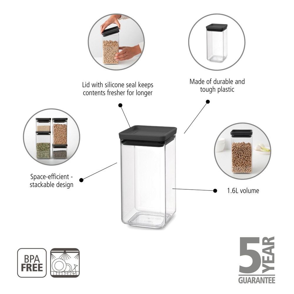 Brabantia Tasty+ Opbevaringsboks 1,6 L mørkegrå