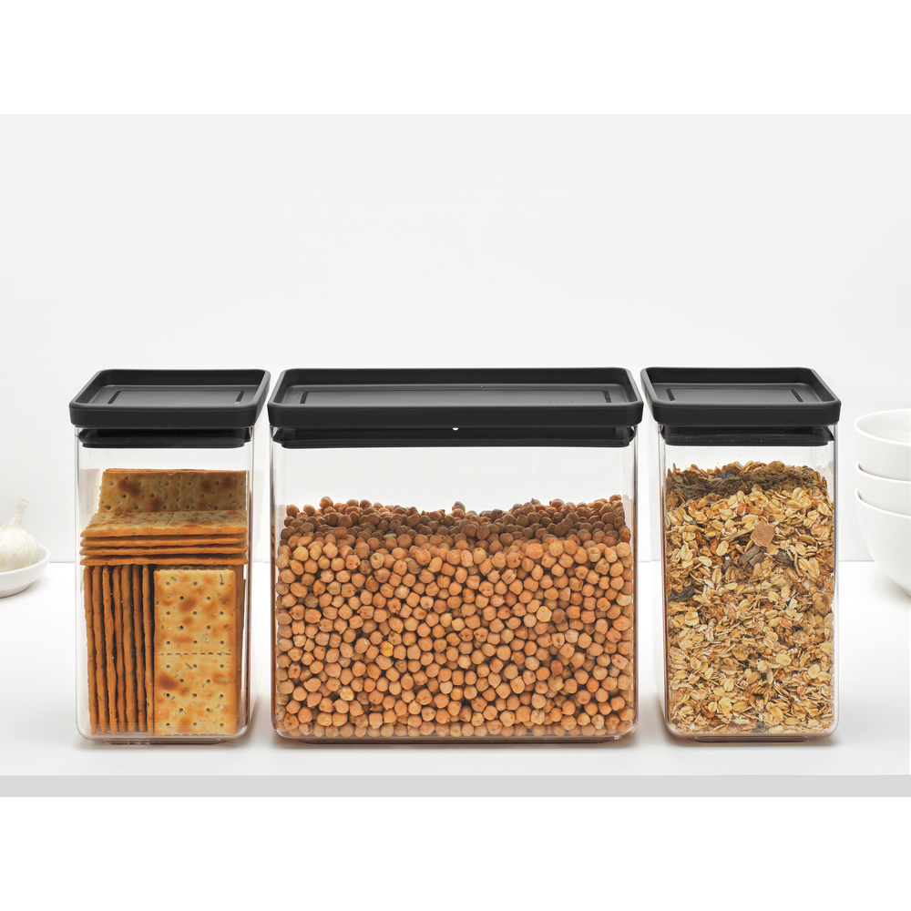 Brabantia Tasty+ Opbevaringssæt 3 dele 2 x 1,6L + 1 x 3,5L mørk grå