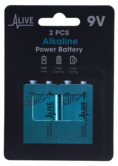Alkaline batteri 9V 6LR61 2pak