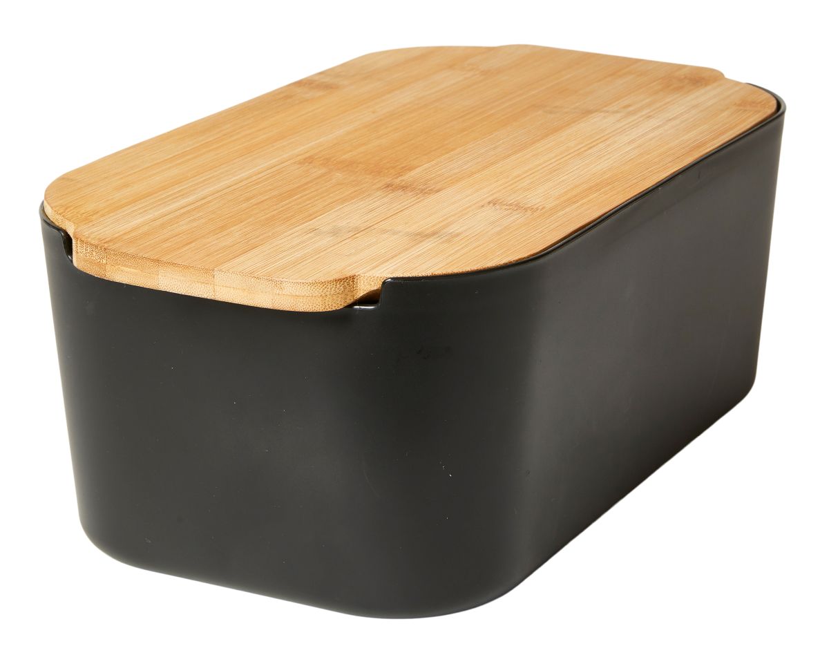Da'core Brødboks med bambus låg 33x18,5x12 cm 4,5 L sort
