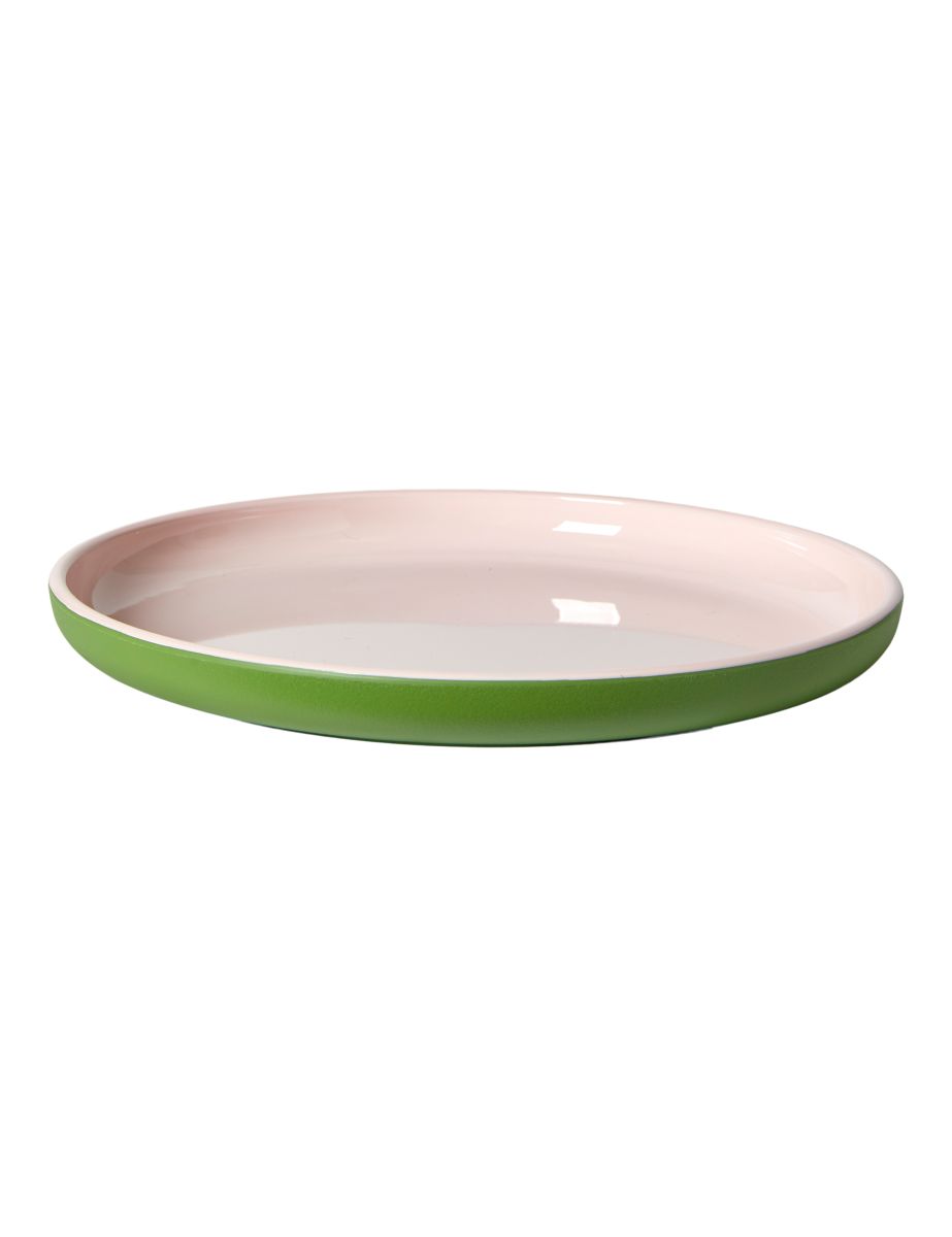 Tallerken i genanvendt plast Ø 22 cm. grøn/rosa