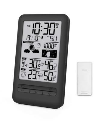Conzept vejrstation med udendørs termometer, alarm, kalender
