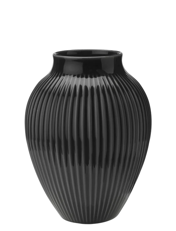 Knabstrup, Vase, Riller Sort, 20 cm