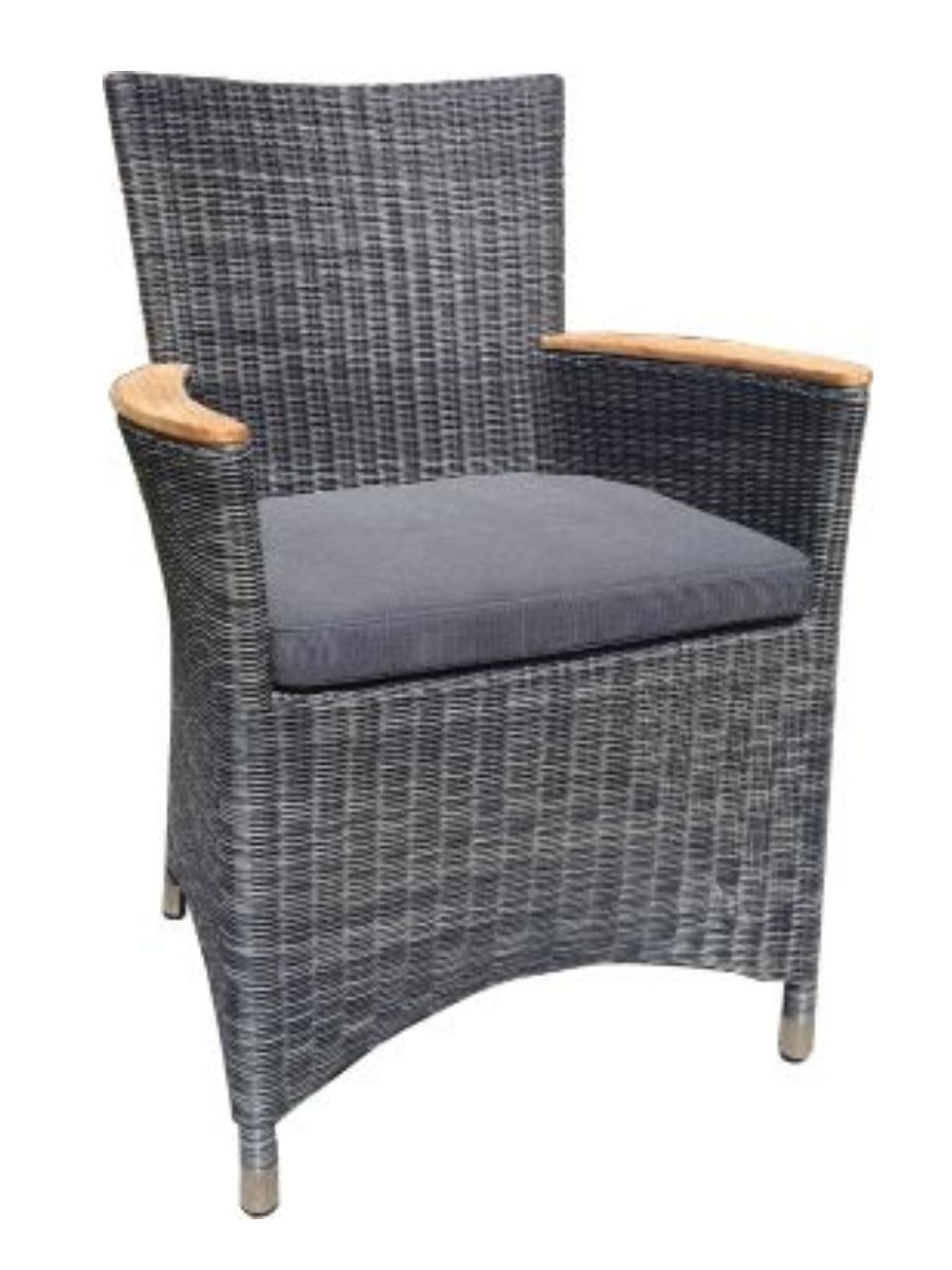Bistro bord 180x100 cm + 4 Boston stole i polyrattan og kerneteak - Havemøbelsæt