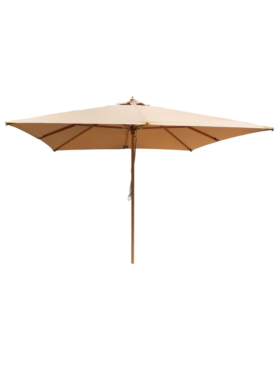 Cannes parasol i træ med olefindug 3x3 m. - cappuccino NR 144
