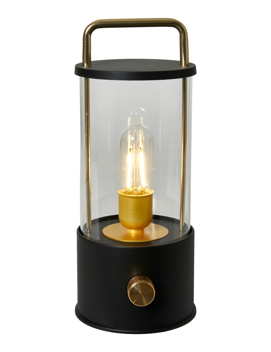 Lampe opladelig H26,5 cm sort/messing