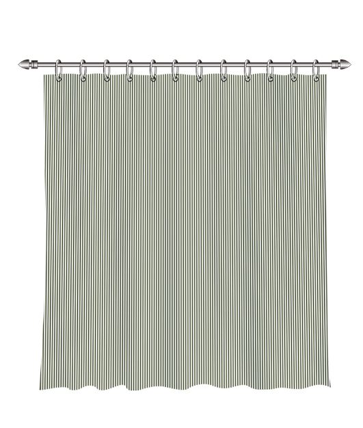 Badeforhæng inklusiv ringe 180x200 cm. stribet grøn