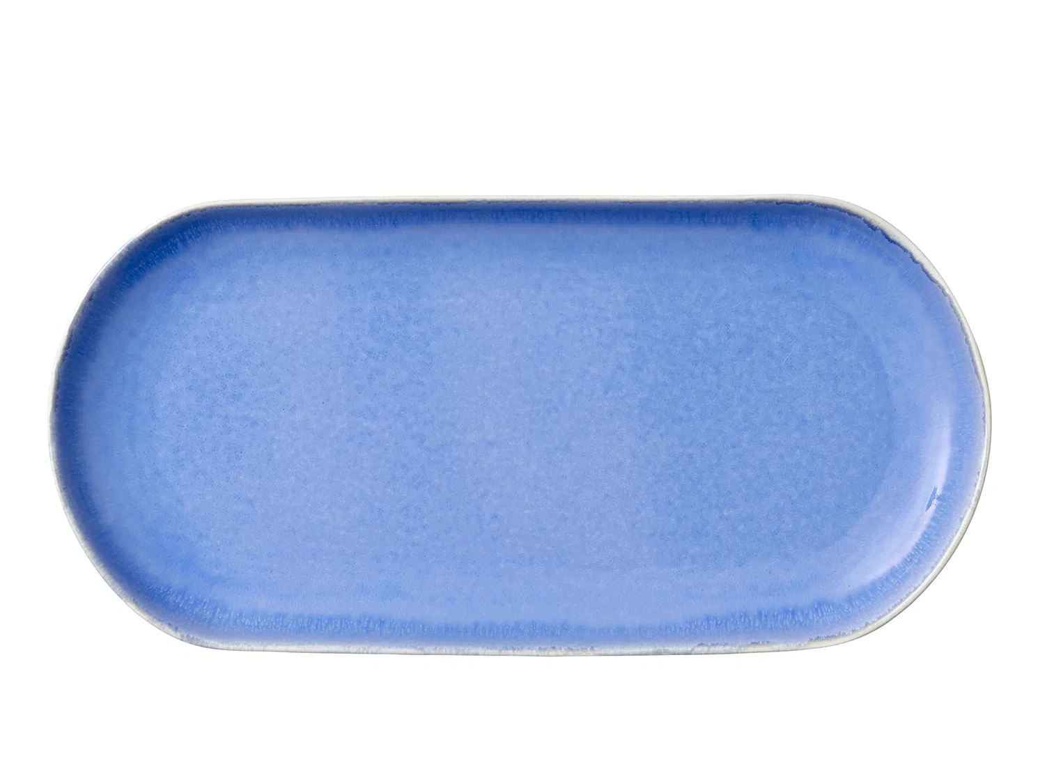 Studio Round North Serveringsfad 38x19 cm. hvid/blank blå