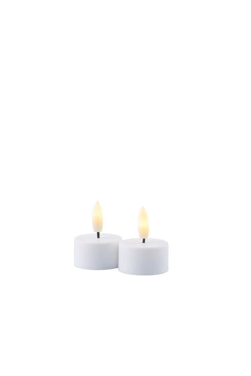 Sille Genopladelig LED fyrfadslys Ø4xH2,2 cm. 2 stk. - hvid