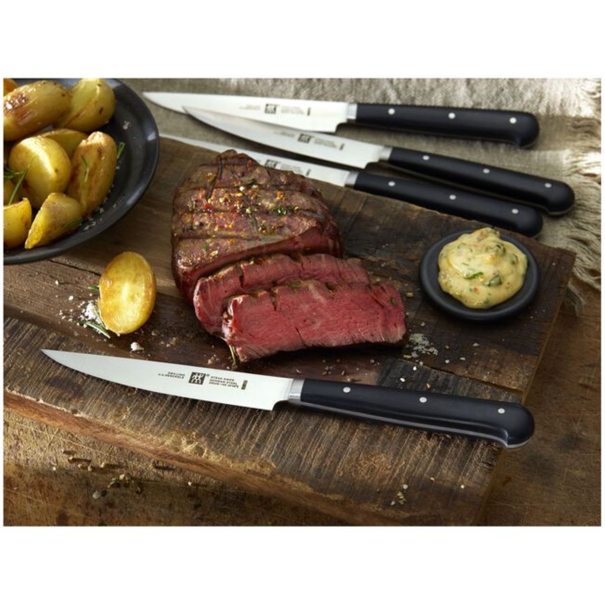 Steaksæt 4 knive glat skær