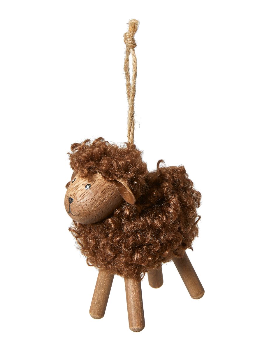 Får Fluffy H 8 cm. amber brun