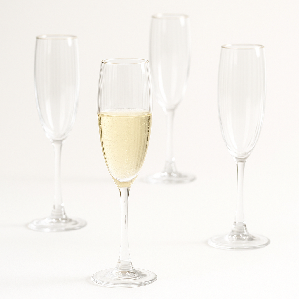 Da'core Champagneglas 19 cl rillet klar med guldkant 4 stk.