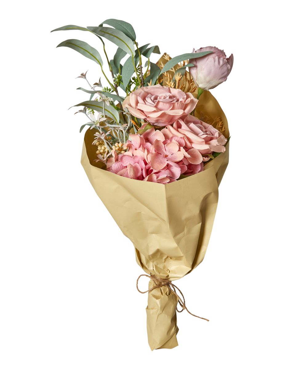 Buket Hortensia/rose 55 cm. rosa