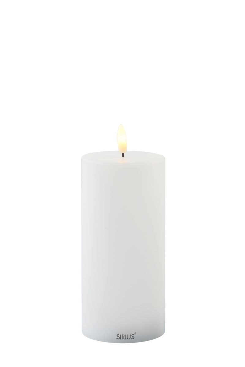 Sille Genopladelig LED bloklys Ø7,5XH15 cm. - hvid