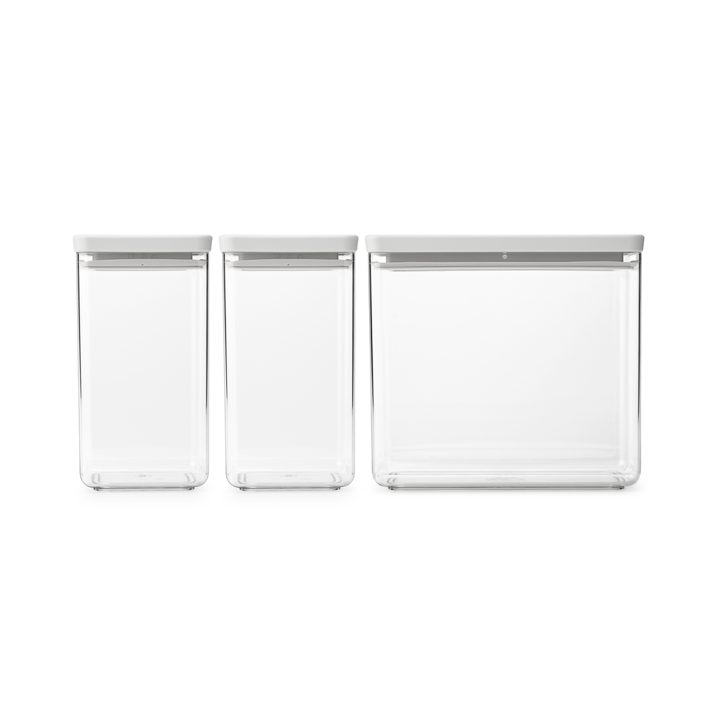Brabantia Tasty+ Opbevaringssæt 3 dele 2 x 1,6L + 1 x 3,5L lysegrå