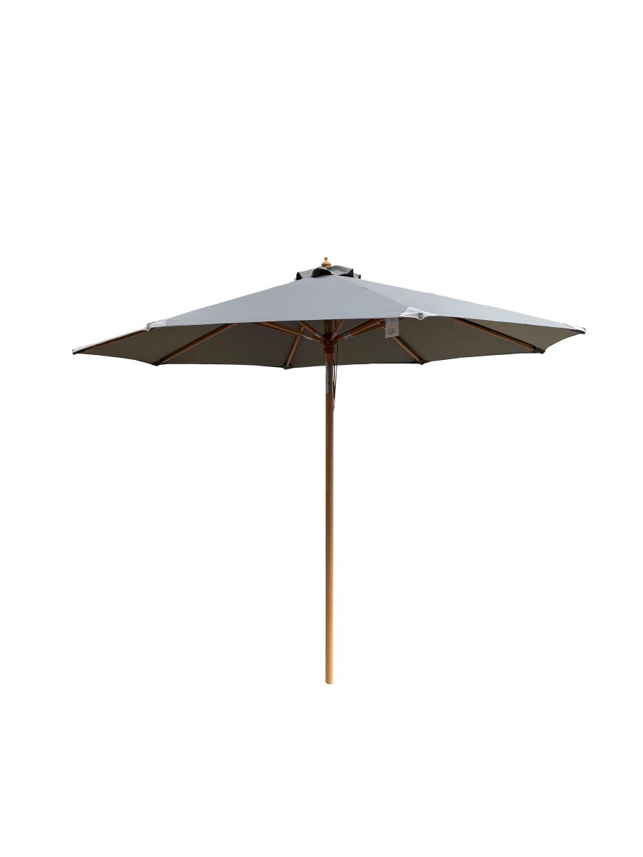 Cannes parasol i træ med olefindug Ø 3 m. med tilt - grå NR 16